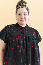 Button Mushroom Top in Black Cherry Cotton (RTS)