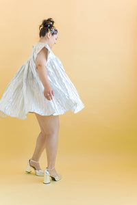 Mini Mushroom Dress in Silver Metallic