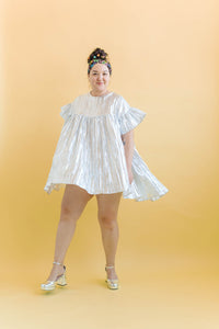 Mini Mushroom Dress in Silver Metallic