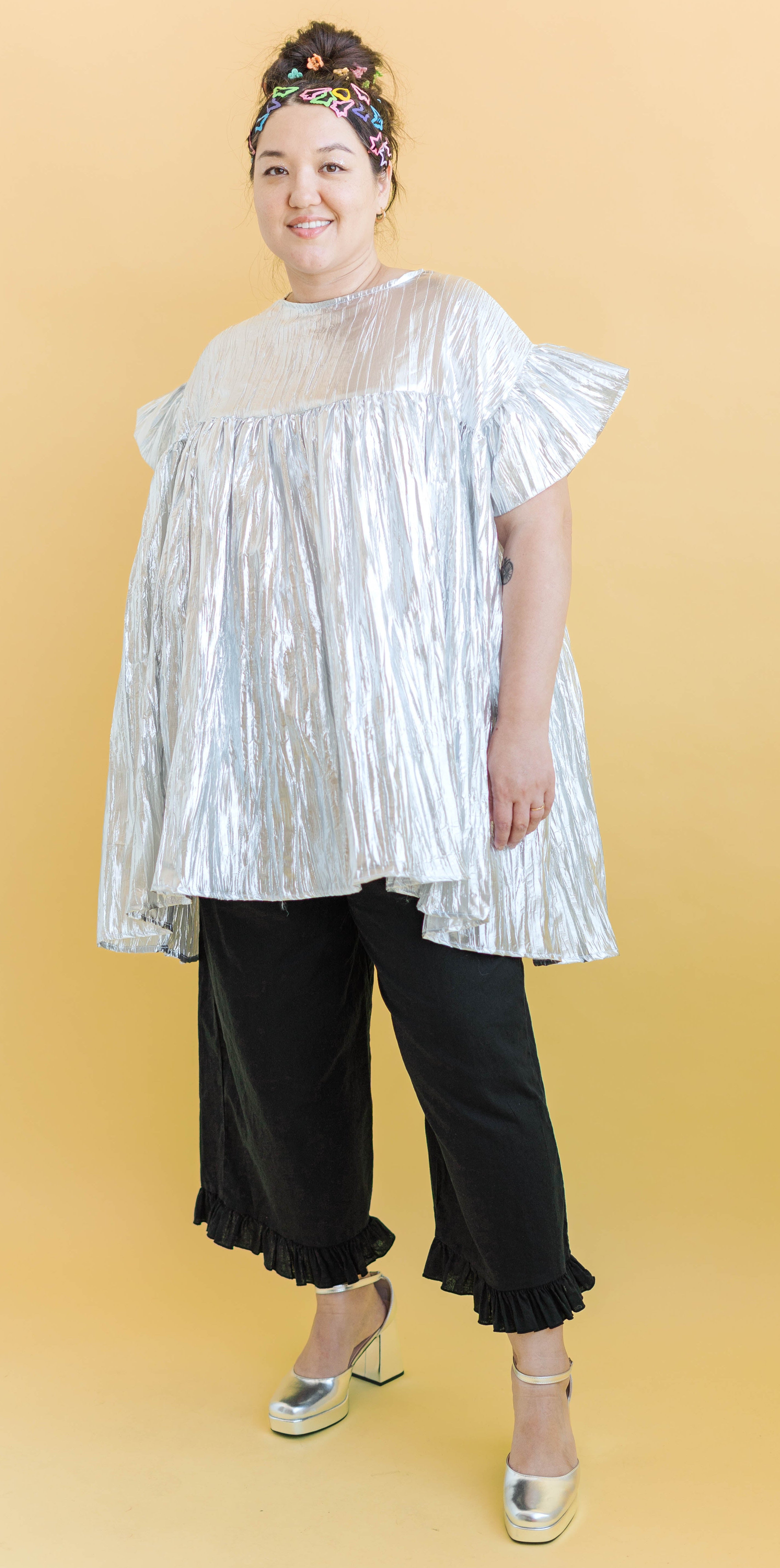 SILVER METALLIC MINI MUSHROOM DRESS