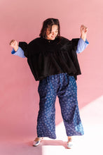 Black Crinkle Mushroom Top