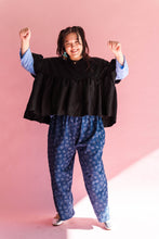 Black Crinkle Mushroom Top