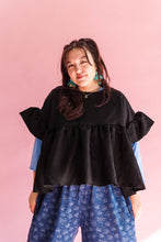 Black Crinkle Mushroom Top