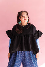 Black Crinkle Mushroom Top