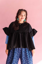 Black Crinkle Mushroom Top