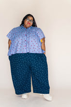 Button Mushroom Top in Cornflower Cherry Cotton