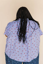 Button Mushroom Top in Cornflower Cherry Cotton