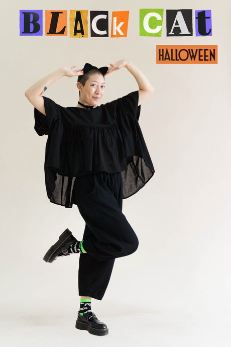 Black Cotton Mushroom Top