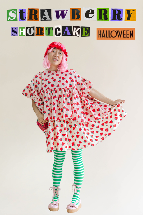 Strawberry Cotton Poplin Tiered Mini Dress
