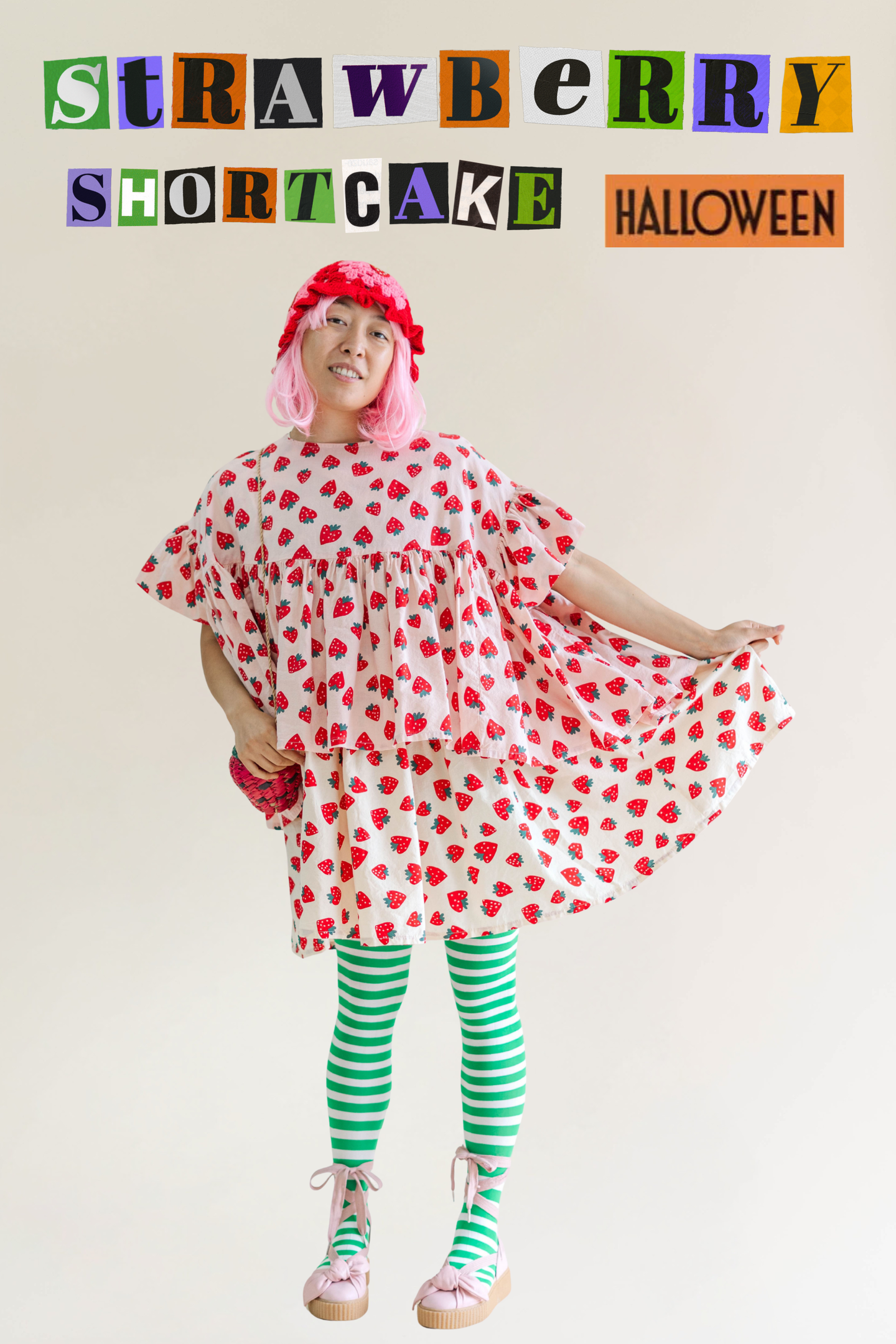 Strawberry Cotton Poplin Tiered Mini Dress