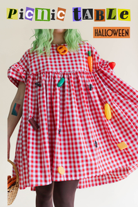 Red Gingham Mini Mushroom Dress