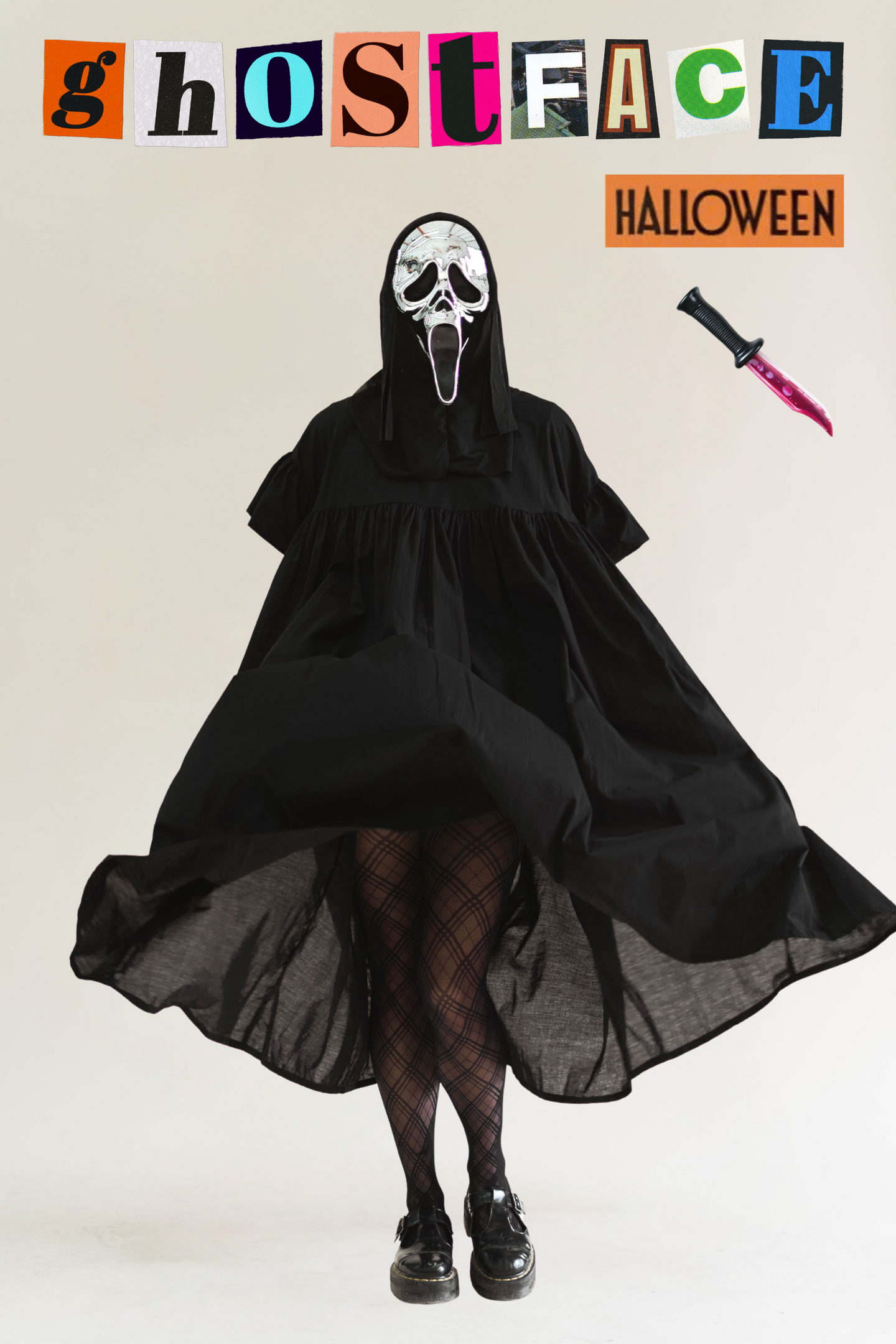 Black Cotton Mushroom Dress