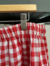 Mid Easy Flare in Red/White Gingham Cotton Linen (2X-LONG)