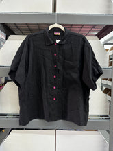 Boxy Collared Top in Black Linen