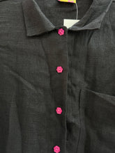 Boxy Collared Top in Black Linen