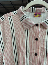 Boxy Collar in Pink and Black Stripe Linen