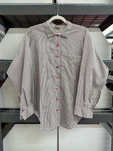 Brown Stripe Polyester Soft Volume Top