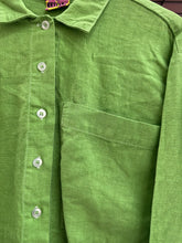 Overdyed Acid Green Linen Soft Volume Top