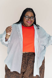 Striped Linen Soft Volume Top