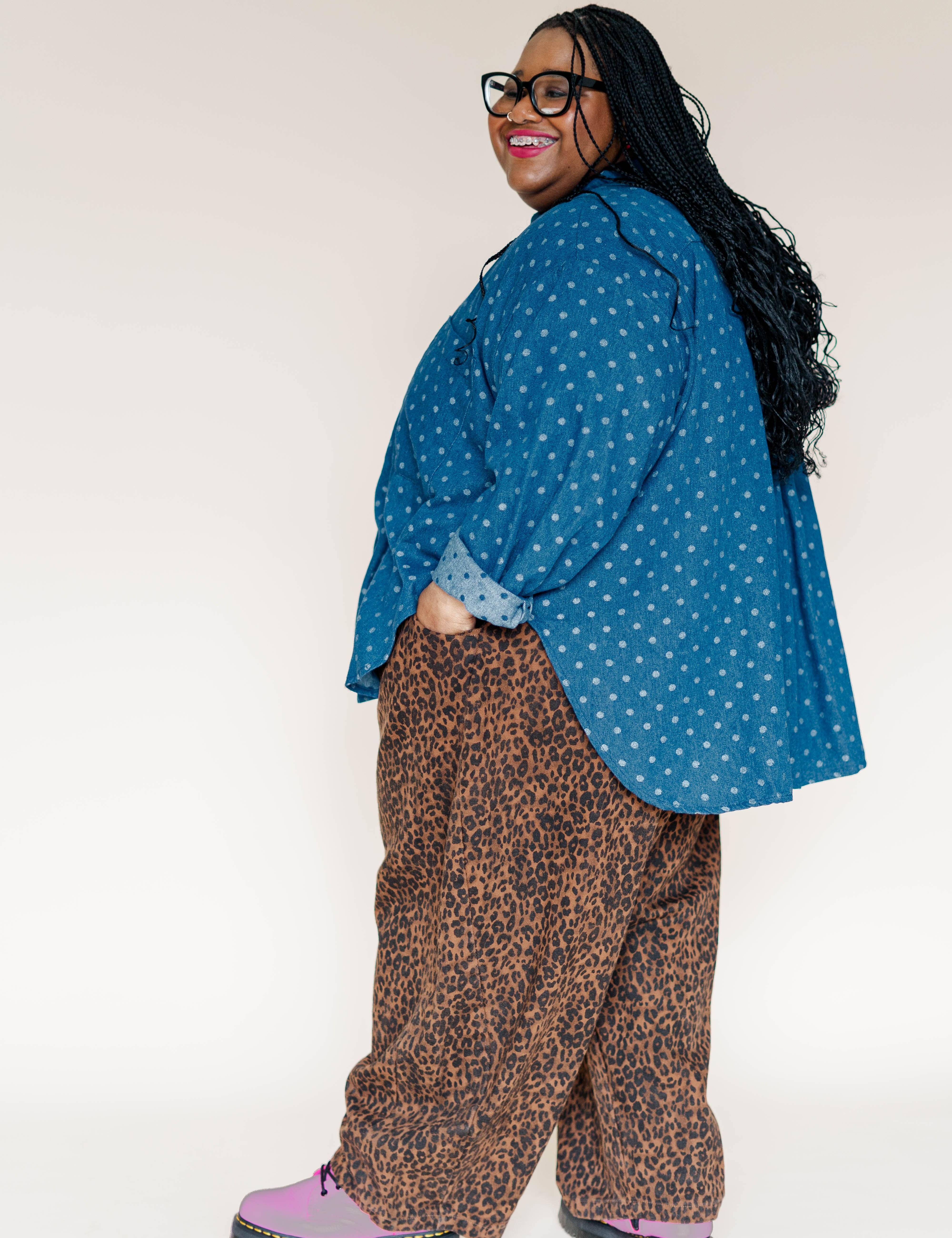 Polka Dot Denim SVLS Top