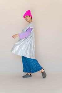 Mini Mushroom Dress in Silver Metallic