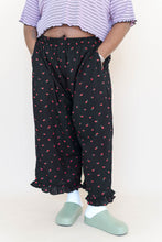 Black Cherry Cotton Ruffle Pants
