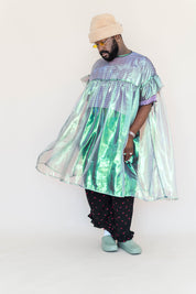 ELECTRIC LETTUCE METALLIC MUSHROOM DRESS