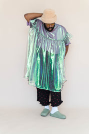 ELECTRIC LETTUCE METALLIC MUSHROOM DRESS