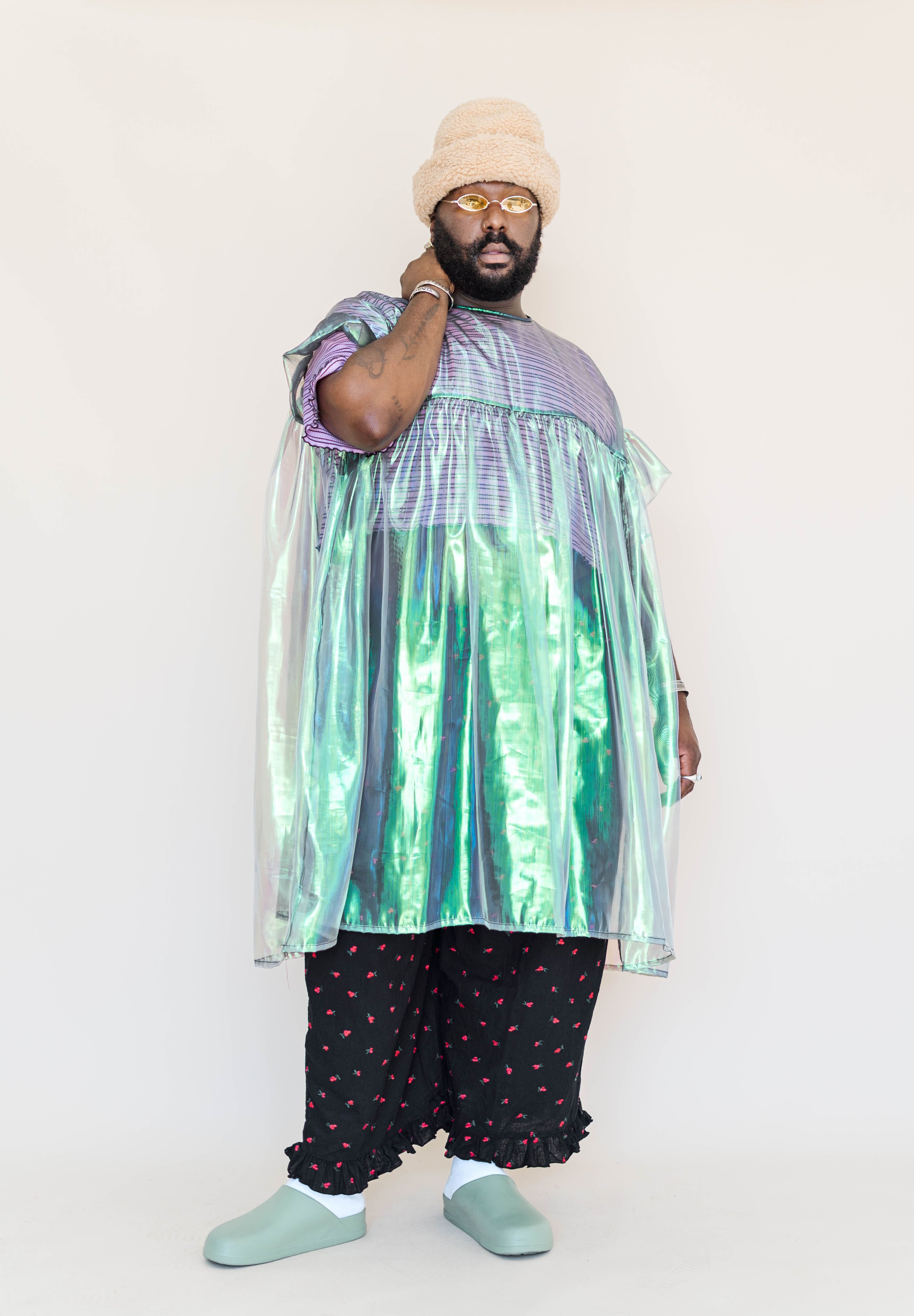 ELECTRIC LETTUCE METALLIC MUSHROOM DRESS