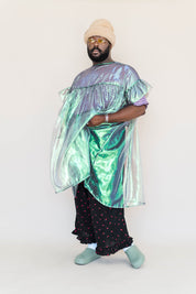 ELECTRIC LETTUCE METALLIC MUSHROOM DRESS