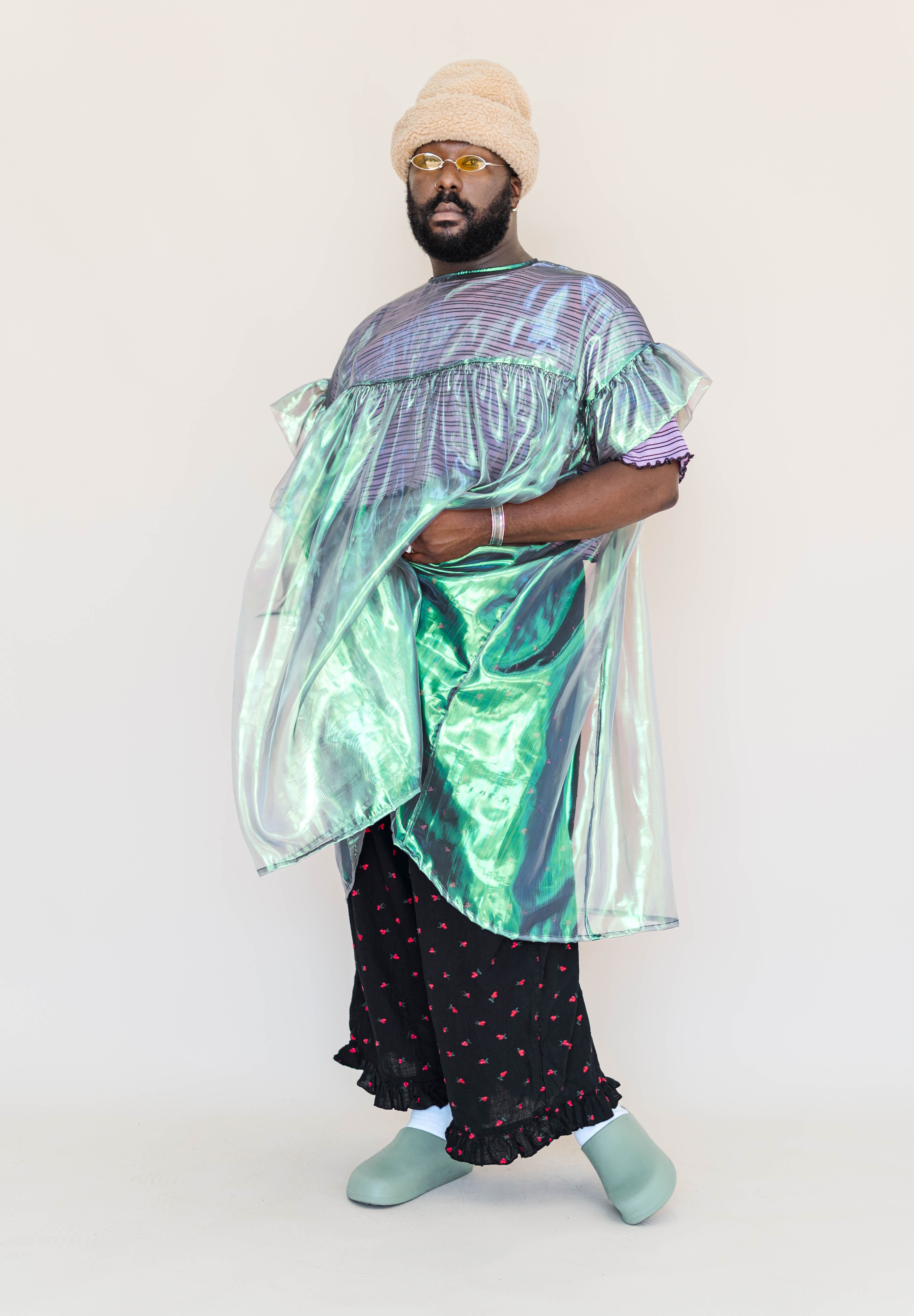 ELECTRIC LETTUCE METALLIC MUSHROOM DRESS