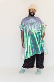 ELECTRIC LETTUCE METALLIC MUSHROOM DRESS