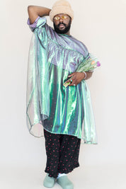 ELECTRIC LETTUCE METALLIC MUSHROOM DRESS