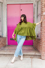 Mushroom Top in Acid Green Linen Wool (RTS)