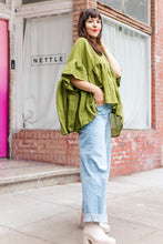 Mushroom Top in Acid Green Linen Wool (RTS)