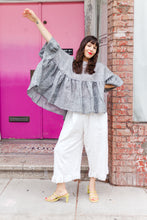 Mushroom Top in Gray Abstract Linen (RTS)