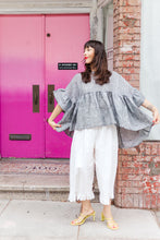 Mushroom Top in Gray Abstract Linen (RTS)