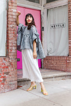 Mushroom Top in Gray Abstract Linen (RTS)