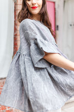 Mushroom Top in Gray Abstract Linen (RTS)
