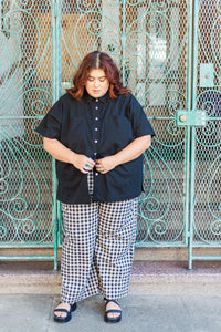 Boxy Collared Tunic in Black Cotton Linen (RTS)