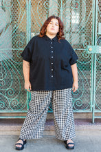 Boxy Collared Tunic in Black Cotton Linen (RTS)
