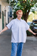 Boxy Collared Tunic in Blue Stripe (RTS)