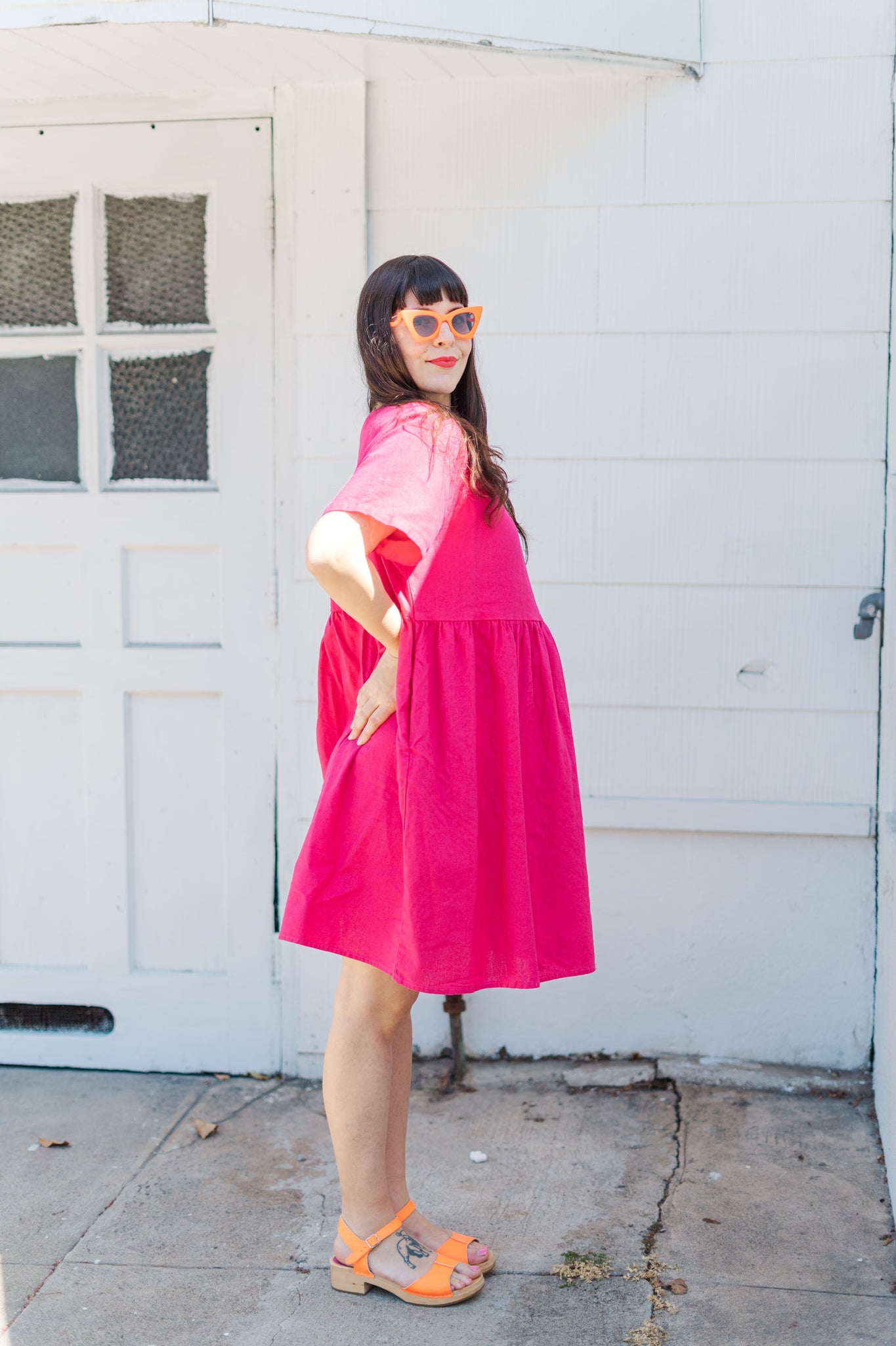 Everyday Dress in Hot Pink Linen Nettle Studios Everyday Dress in Hot Pink Linen Nettle Studios