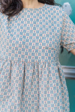 Everyday Dress in Blue Floral Check (RTS)
