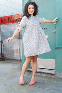 Everyday Dress in Blue Floral Check (RTS)