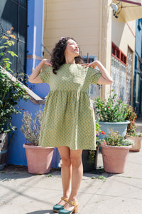 Everyday Dress in Green Floral Check (RTS)