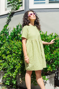 Everyday Dress in Green Floral Check (RTS)