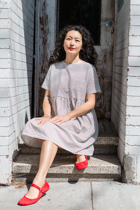 Everyday Dress in Striped Linen (RTS)