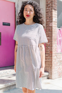 Everyday Dress in Striped Linen (RTS)