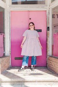 Everyday Dress in Striped Linen (RTS)